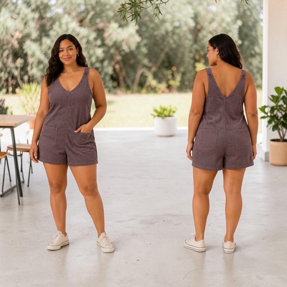Maverick The Collection Pants - Maverick The Collection Brown Corduroy Sleeveless Romper Size M Utility Pockets